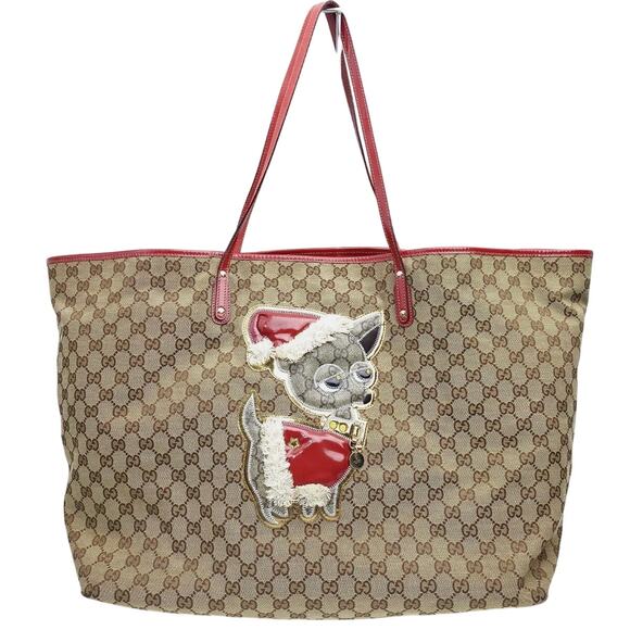 Gucci Handbags - Gucci GG Canvas Chihuahua Enamel Red Tote Bag EUC